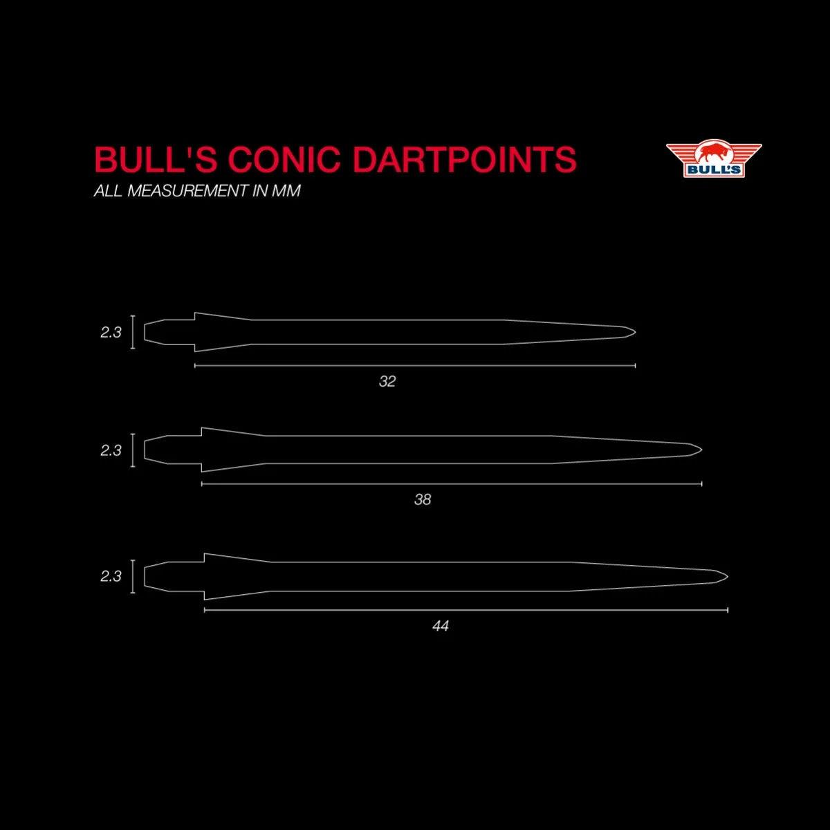 Bulls Conic Steel points 32mm